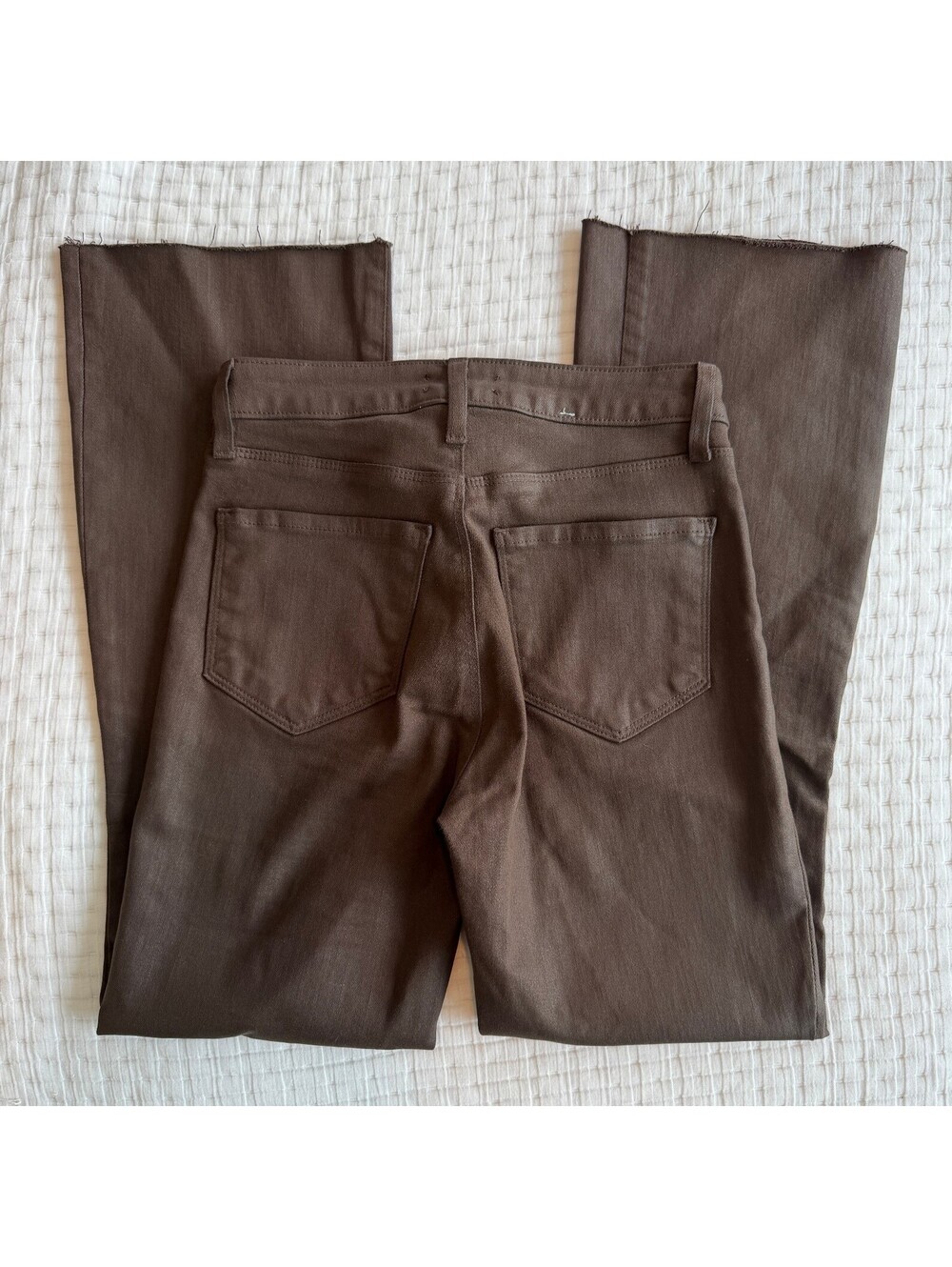 L’AGENCE Kendra Coated High Waist Crop Flare Jeans Chocolate Brown Size 23 - Picture 3 of 8